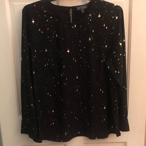 Madison curvy black/gold starry night blouse NWT 2X